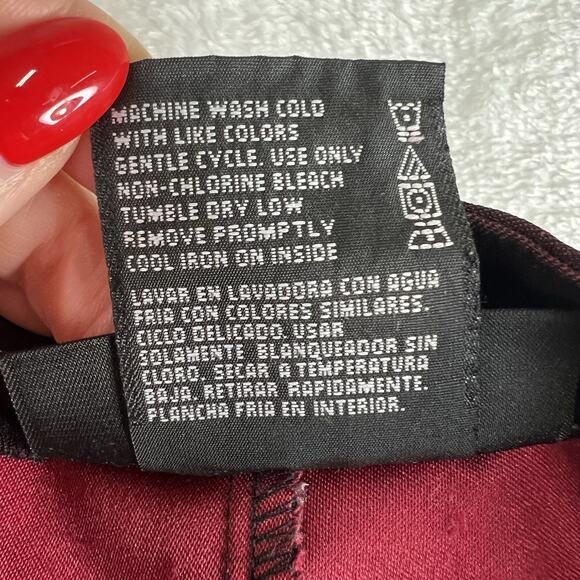 Y2K Sharkskin Pants No Boundaries Jrs 13 Maroon Iridescent Vtg Straight Grunge - Picture 9 of 15